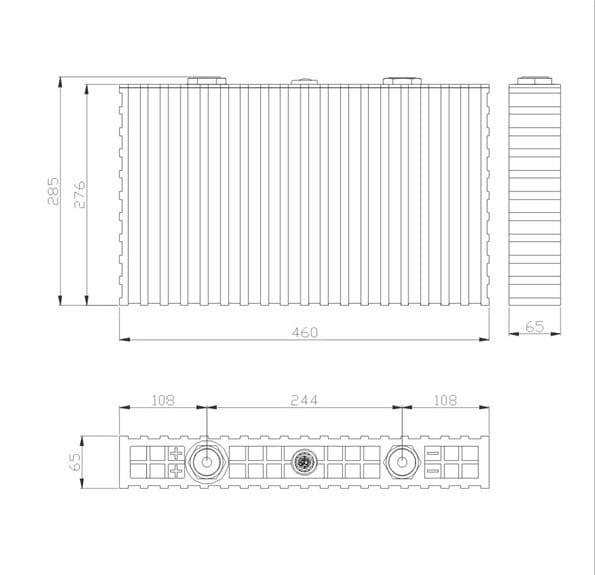 Lithium battery lifepo4 cell ThunderSky Winston 400Ah 3,3V TSWB-LYP400AHA dimensions